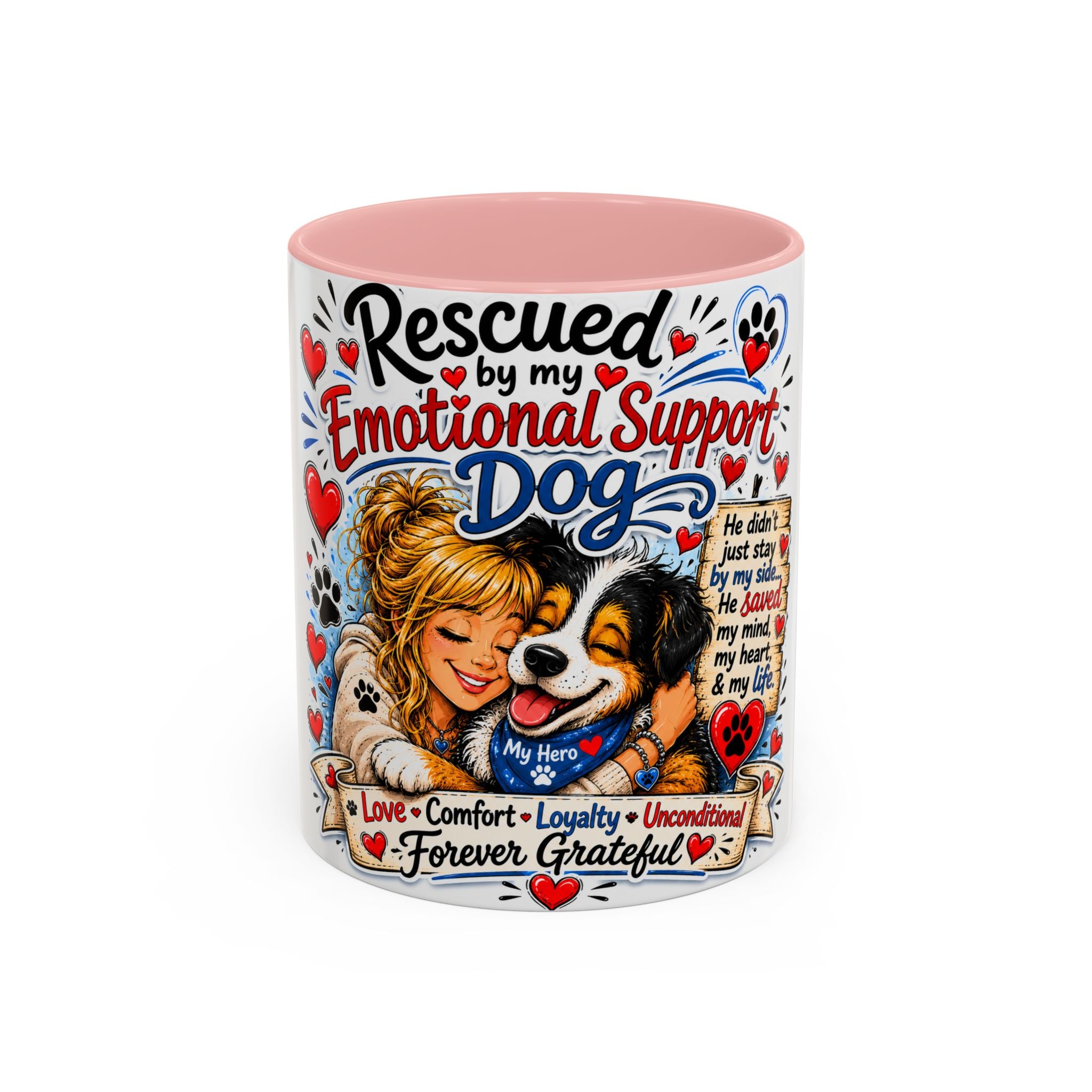Rescued by My Emotional Support Dog Accent Coffee Mug – Appreciation Gift for Dog Lovers
