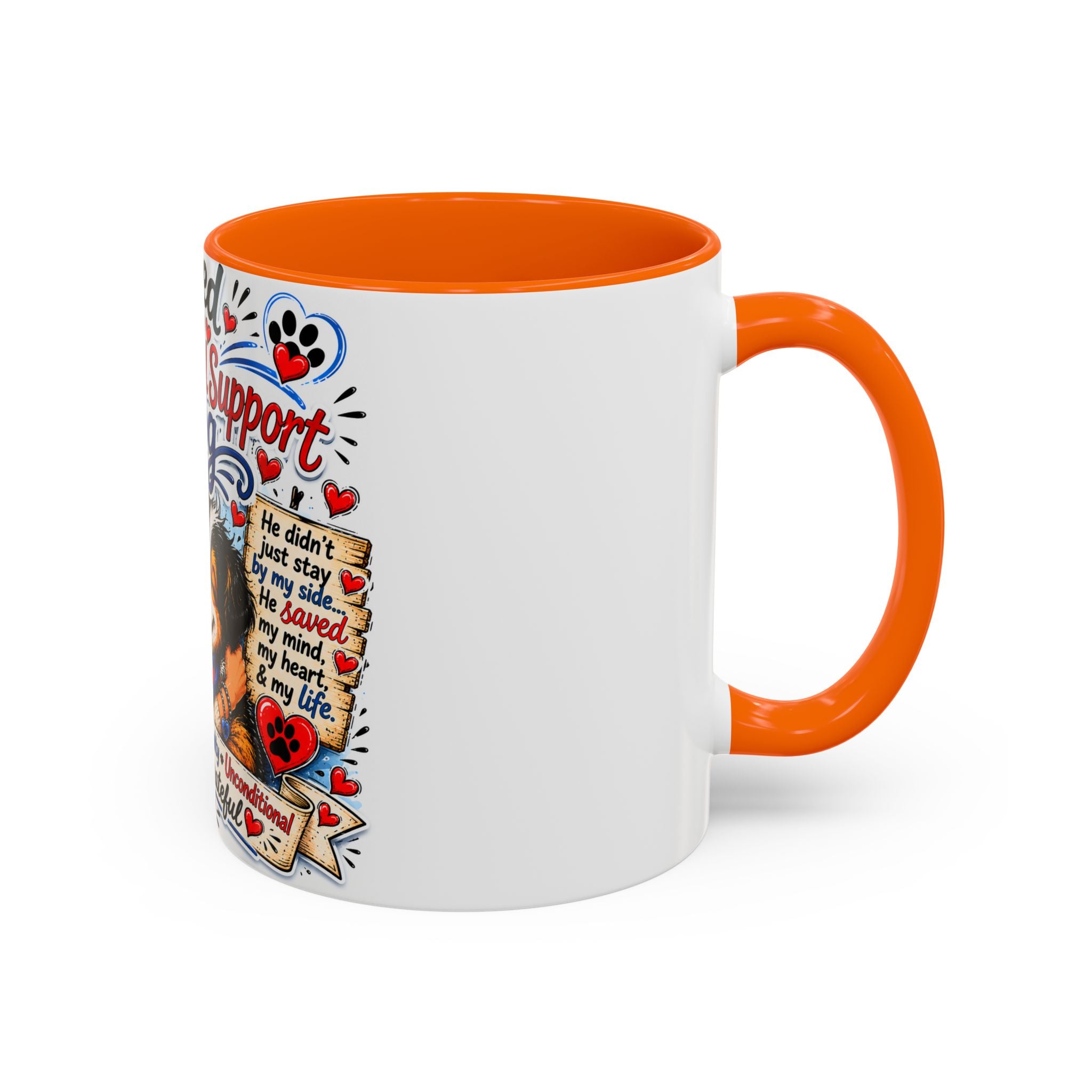 Rescued by My Emotional Support Dog Accent Coffee Mug – Appreciation Gift for Dog Lovers