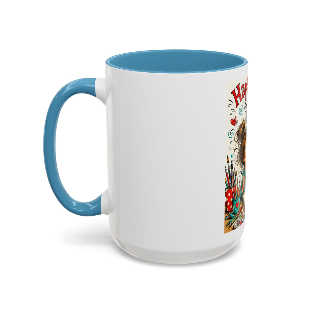Art Supplies & My Cat Coffee Mug — "Happiness Comes From Art Supplies and My Cat" Accent Mug