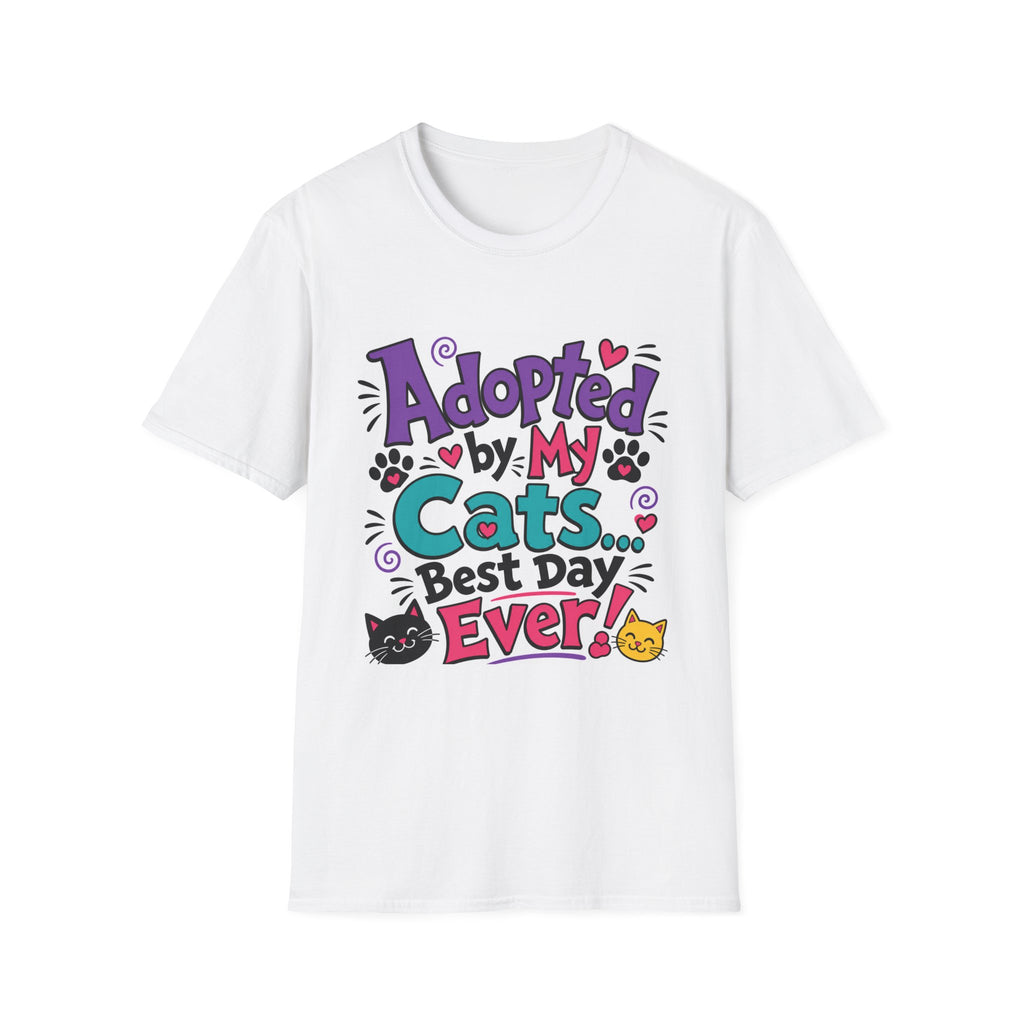 T-Shirt — "Adopted by My Cats Best Day Ever" Cute Cat Lover Tee