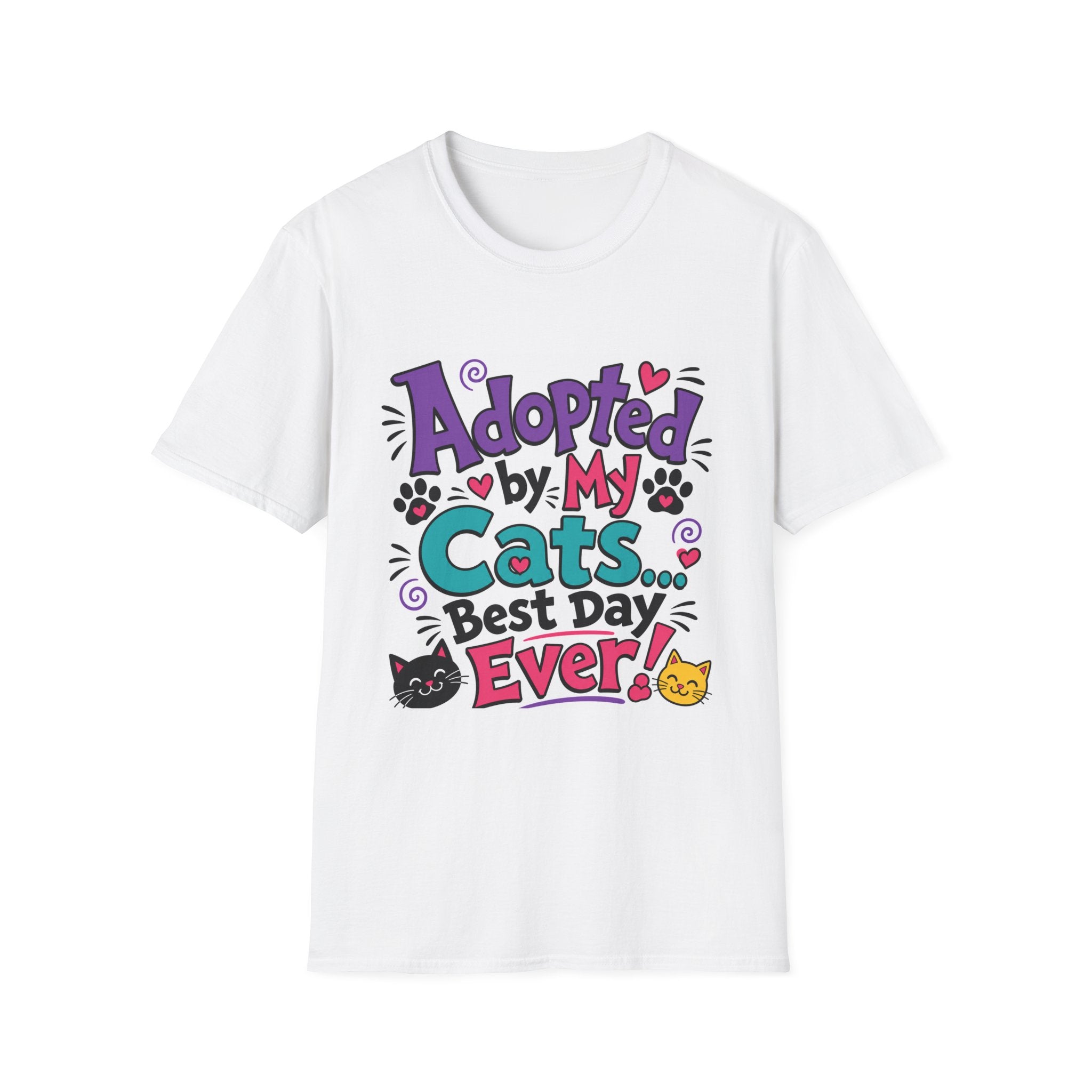 T-Shirt — "Adopted by My Cats Best Day Ever" Cute Cat Lover Tee
