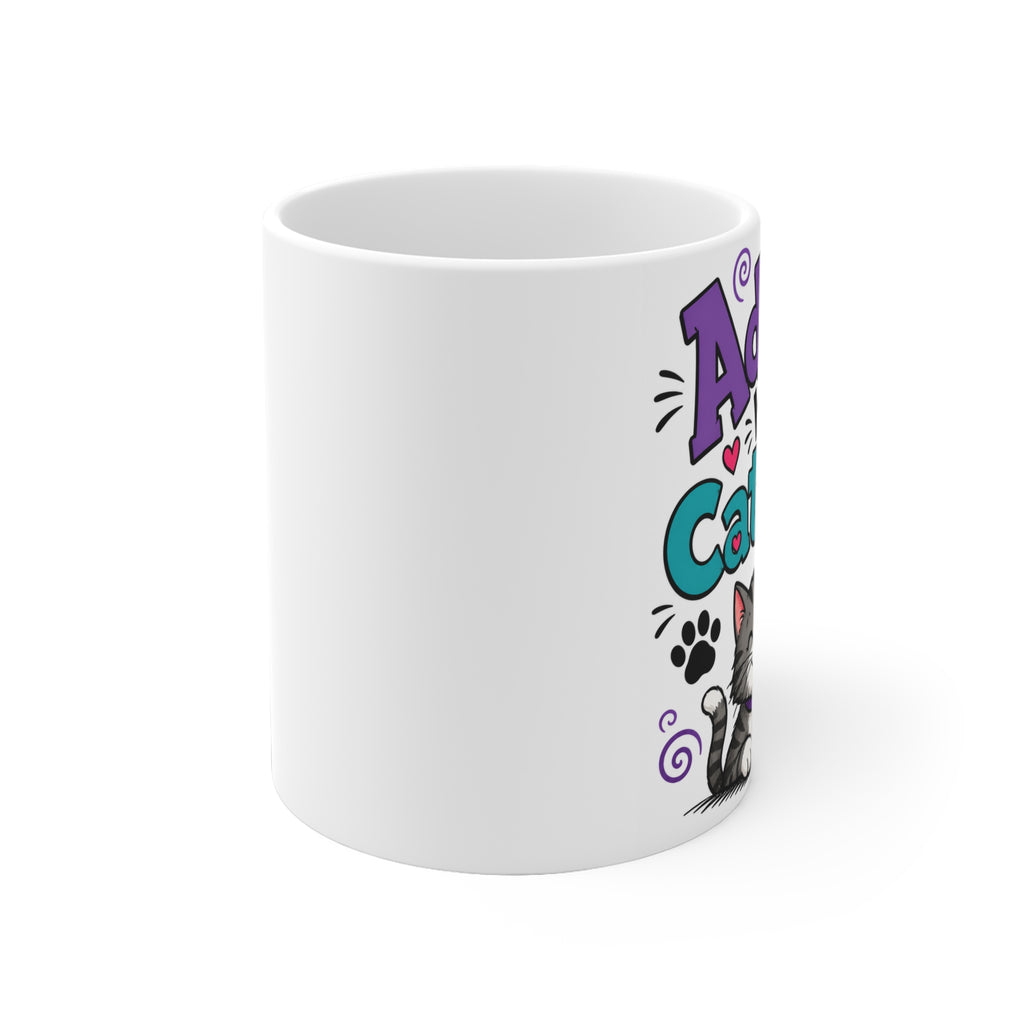 Adopted By My Cat & Dog Ceramic Mug — Cute Pet Lover Coffee Cup