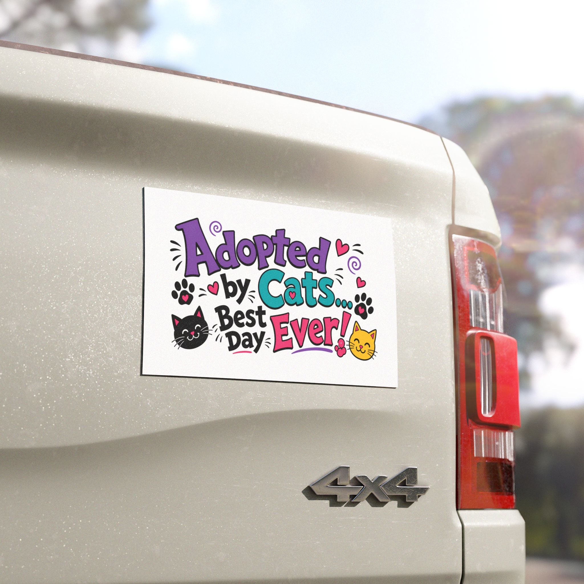Car Magnet — "Adopted by Cats... Best Day Ever!" Cute Adoption Celebration Magnet
