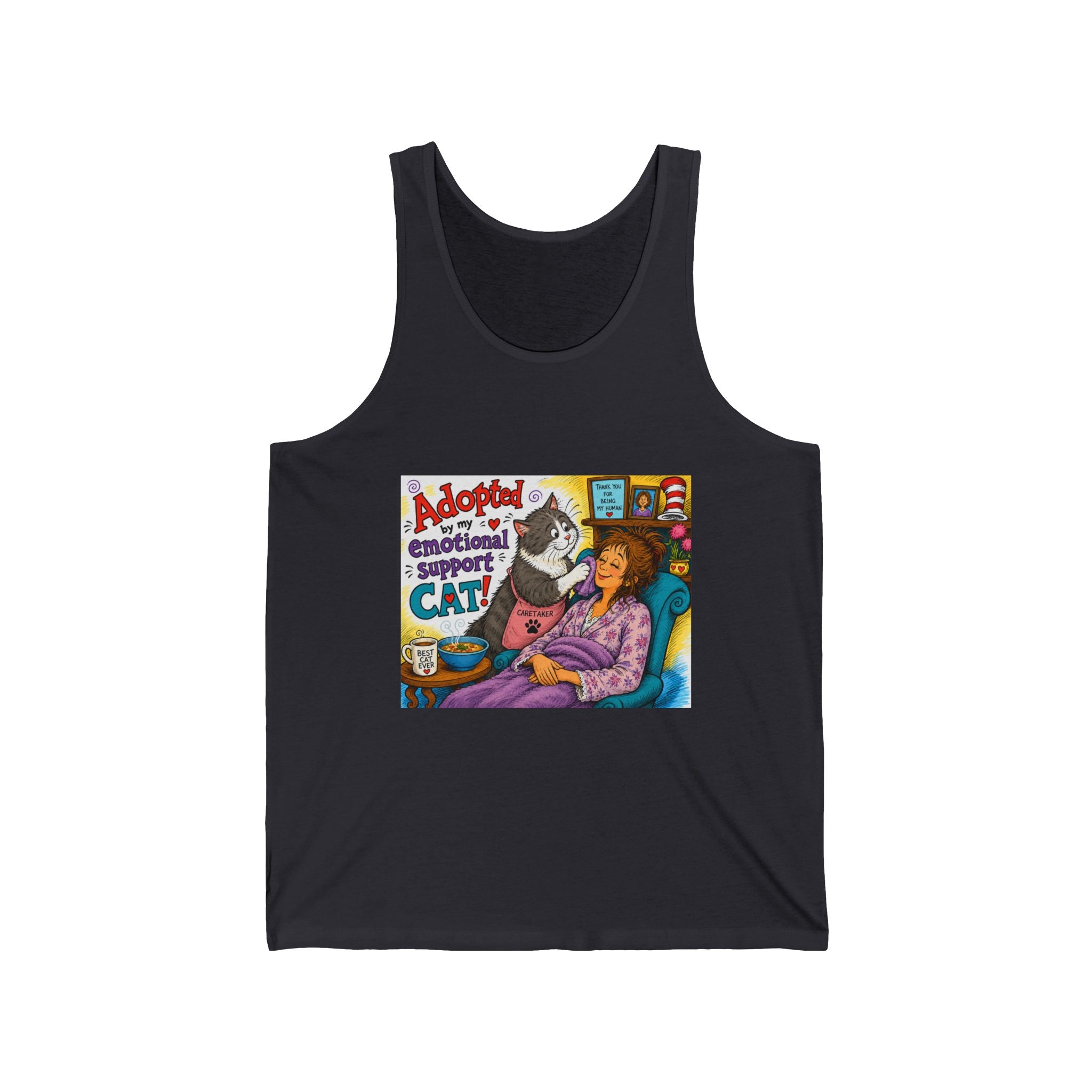 Adoptable Emotional Support Cat Tank Top — Cute Rescue Cat Graphic Tank