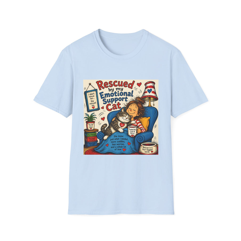 Emotional Support Cat T-Shirt — Rescued by My Emotional Support Cat Graphic Tee