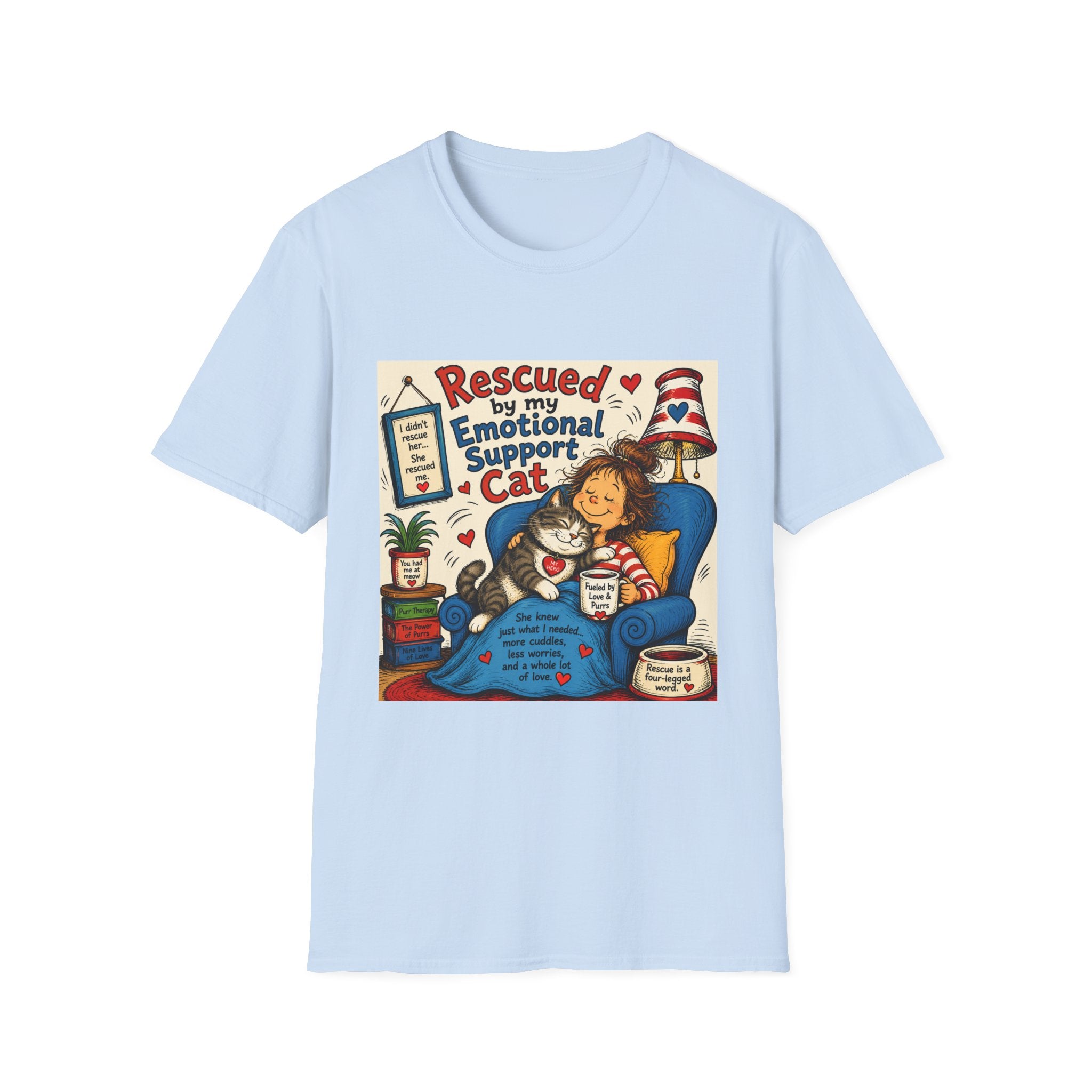 Emotional Support Cat T-Shirt — Rescued by My Emotional Support Cat Graphic Tee
