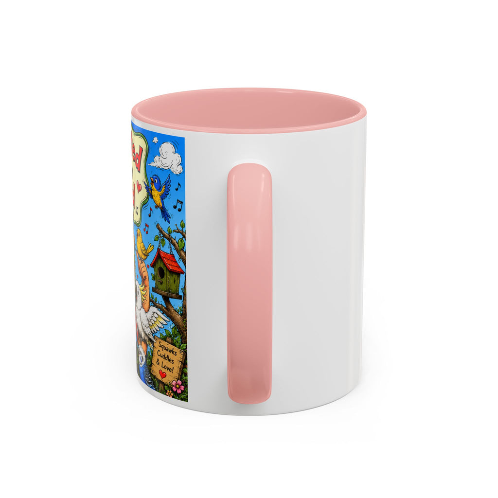 Adopted by My Bird Coffee Mug – Colorful Parrot & Bird Lover Accent Mug (11/15oz)