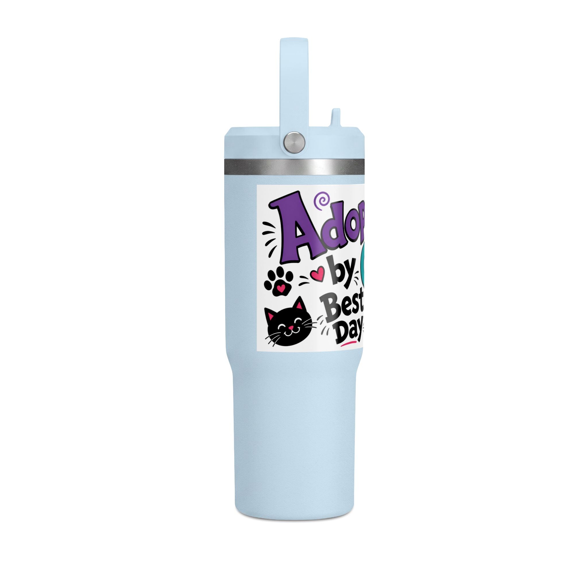 Adopted by Cats 32oz Nomad Tumbler – Funny Cat Lover Insulated Travel Cup