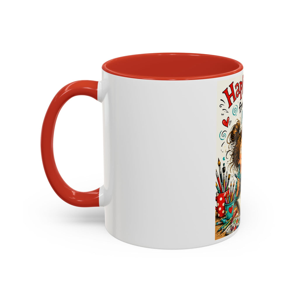 Art Supplies & My Cat Coffee Mug — "Happiness Comes From Art Supplies and My Cat" Accent Mug