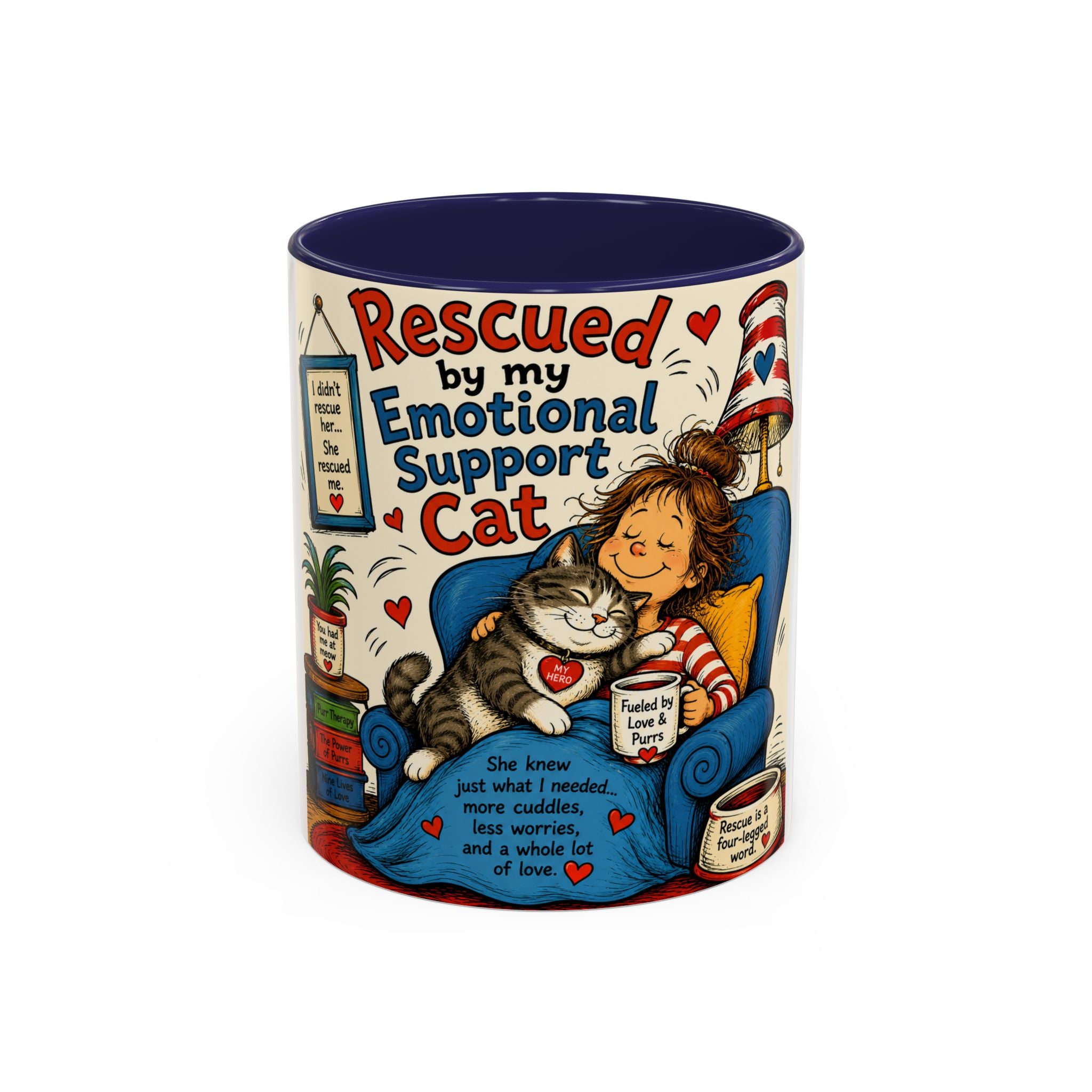 Rescued by My Emotional Support Cat Coffee Mug – 11/15oz Accent Mug