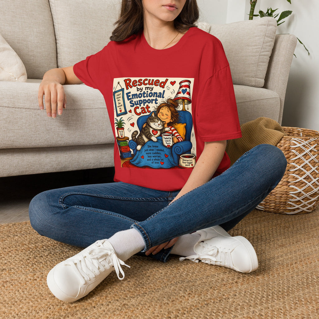 Emotional Support Cat T-Shirt — Rescued by My Emotional Support Cat Graphic Tee