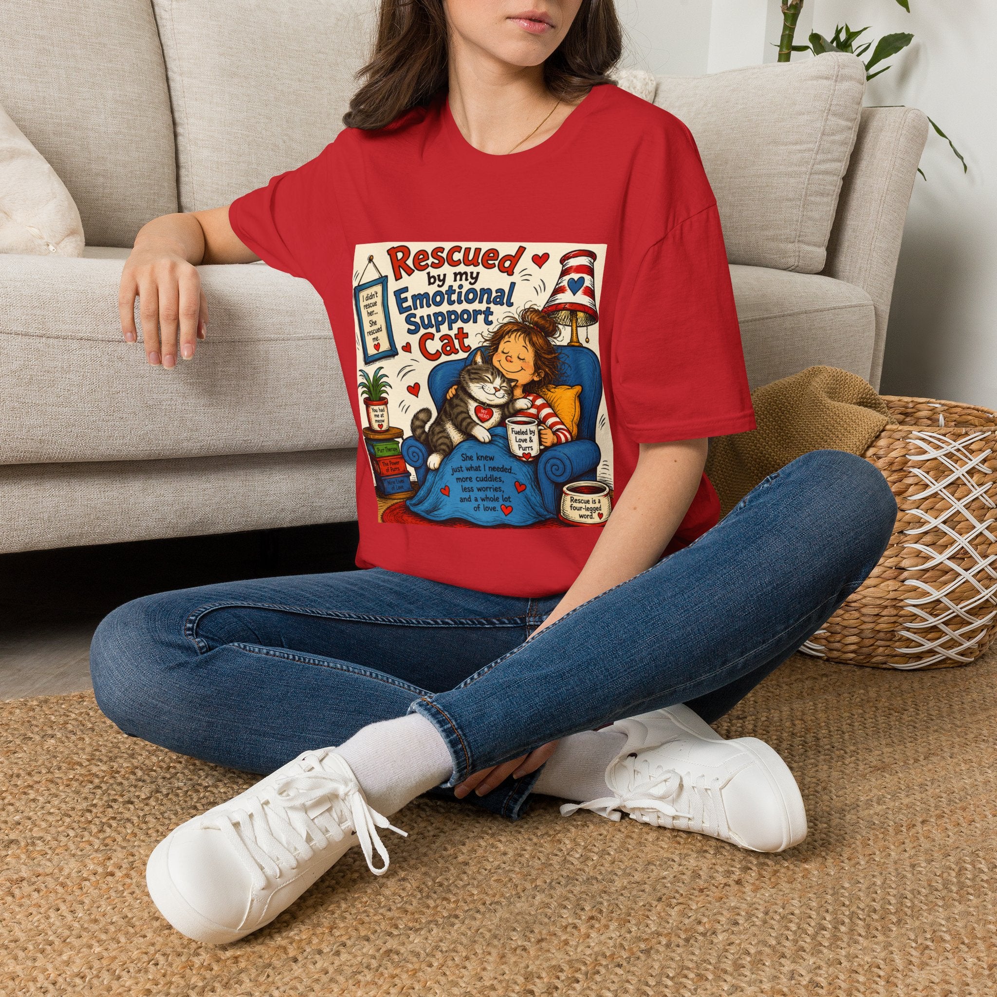 Emotional Support Cat T-Shirt — Rescued by My Emotional Support Cat Graphic Tee