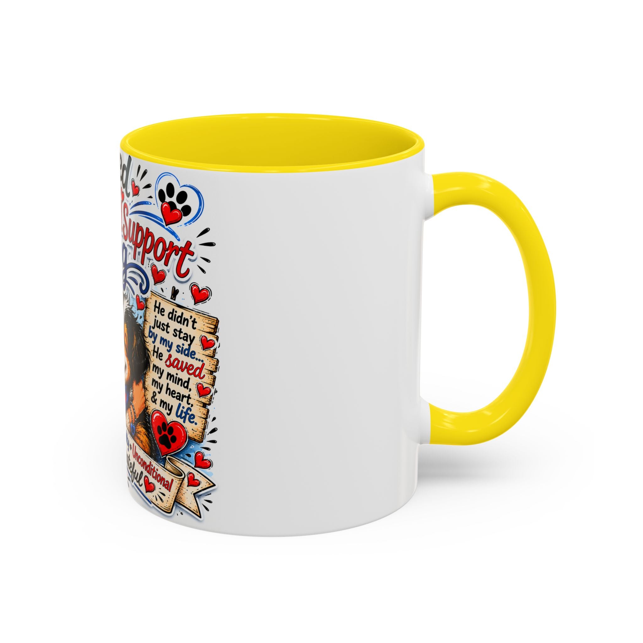 Rescued by My Emotional Support Dog Accent Coffee Mug – Appreciation Gift for Dog Lovers
