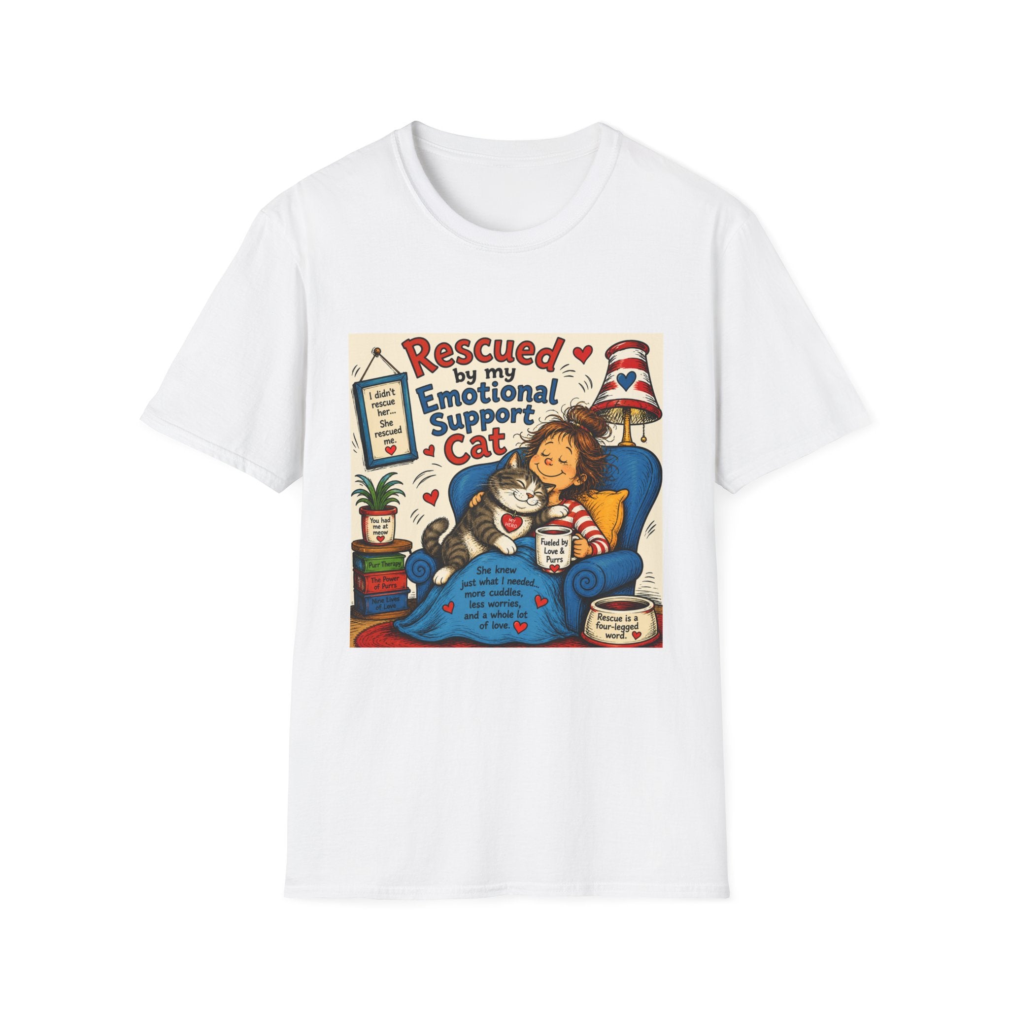 Emotional Support Cat T-Shirt — Rescued by My Emotional Support Cat Graphic Tee