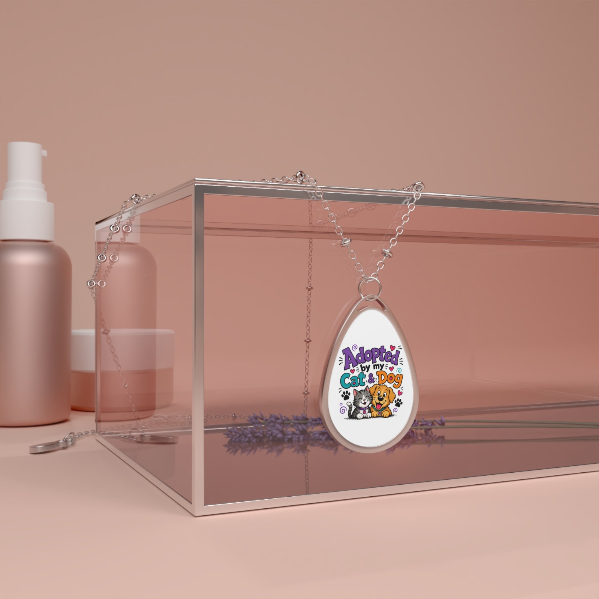 Adopted by My Cat & Dog Oval Necklace — Pet Rescue Pendant
