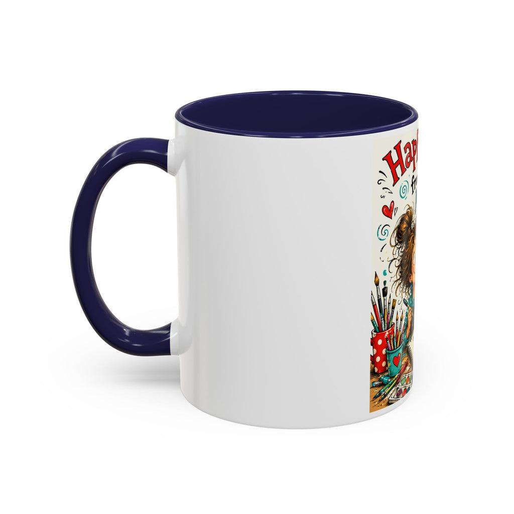 Art Supplies & My Cat Coffee Mug — "Happiness Comes From Art Supplies and My Cat" Accent Mug