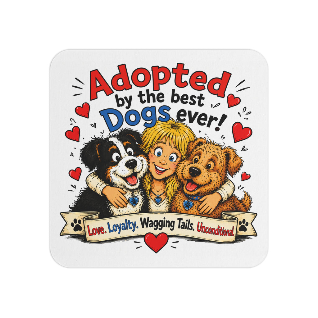 Adopted by the Best Dogs Ever Coasters — Cute Rescue Dog Drink Coasters (Pack of 50/100)