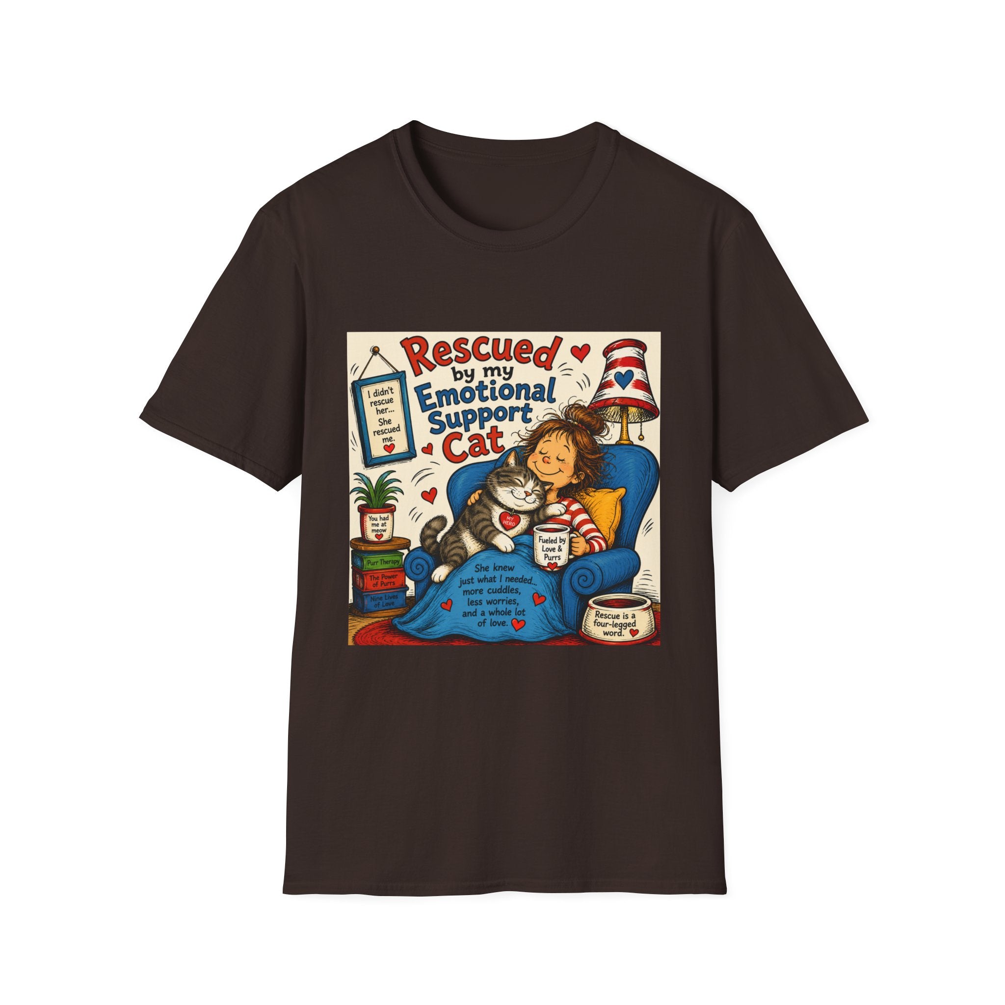 Emotional Support Cat T-Shirt — Rescued by My Emotional Support Cat Graphic Tee